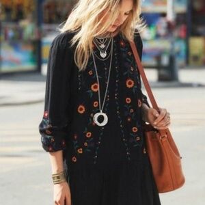 Madewell x Sezane Floral Black Embroidered Elise Dress Size 44